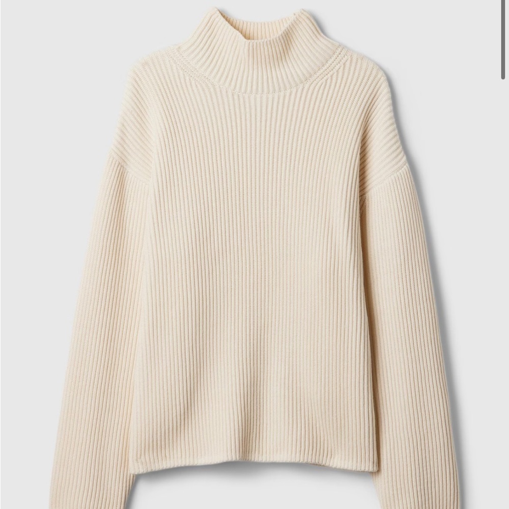 NWT GAP 100% Cotton Oversized Split-Hem Mockneck Sweater